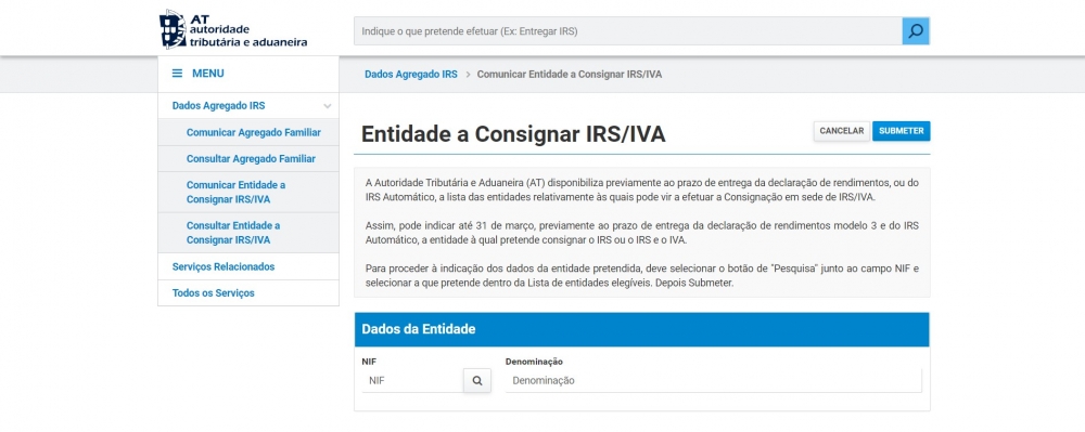 fazer a consignação de IRS antes da entrega da declaração